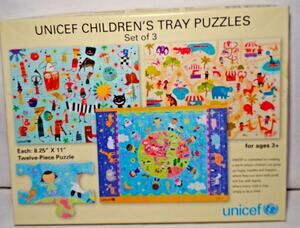 Hallmark UNICEF Tray Puzzles Set of 3 Around the World 12-pcs each Educational